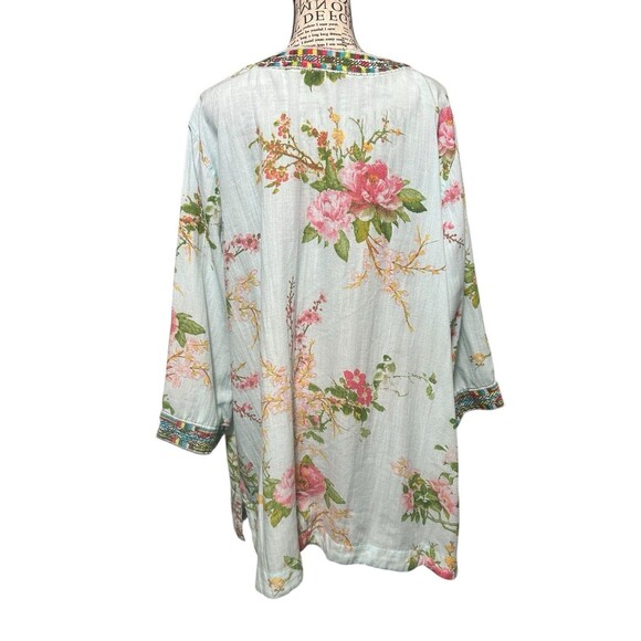 Soft Surroundings Womens Merielle Boho Floral Embroidered Tunic Blouse Size 3X - Picture 3 of 9